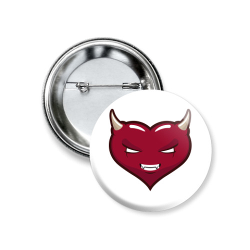 Значок 37мм с принтом сердце-дьявол
