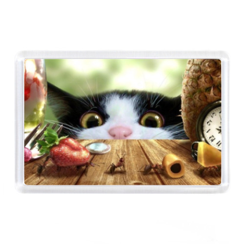 Магнит с принтом Киса и муравьи