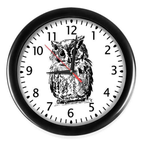 Настенные часы с принтом Сова