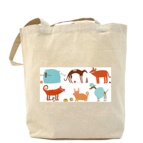 Сумка шоппер с принтом  для собак