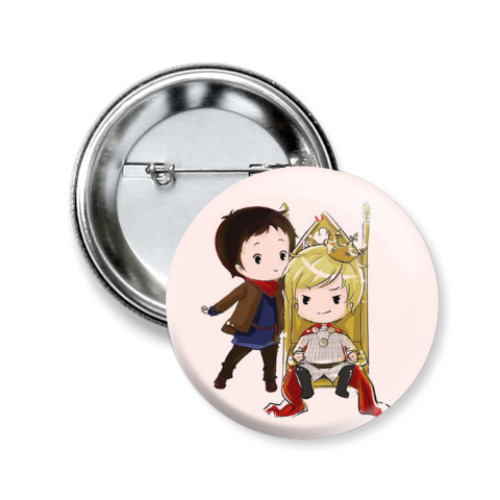 Значок 50мм с принтом Мерлин и Артур