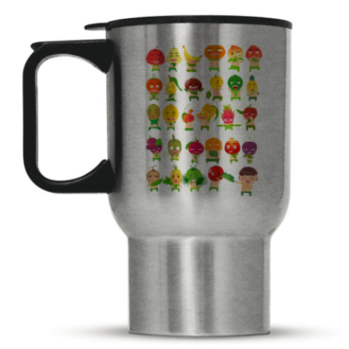 Кружка-термос с принтом Фрукты, Овощи и Ягоды