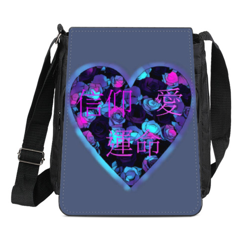 Сумка-планшет с принтом Вера, любовь, судьба (японские иероглифы)