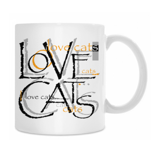 Кружка с принтом Люблю кошек