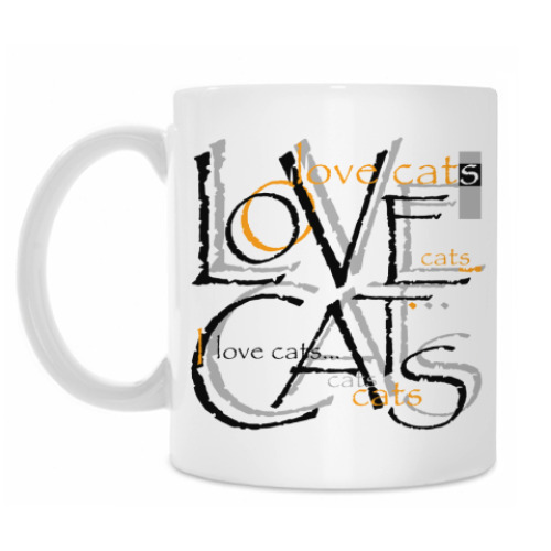 Кружка с принтом Люблю кошек