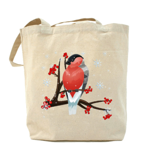 Сумка шоппер с принтом Снегирь