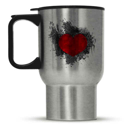 Кружка-термос с принтом Сердце в краске