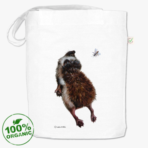 Сумка шоппер с принтом Ежики самые экологичные млекопитающие