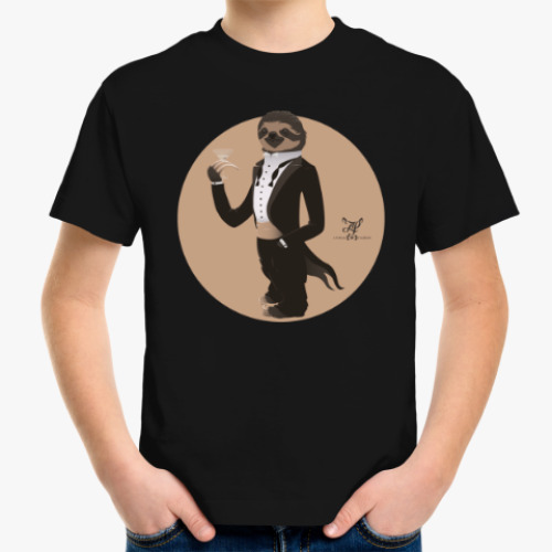 Детская футболка с принтом Animal Fashion: S is for Sloth in Smoking