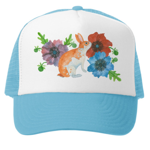 Кепка-тракер с принтом Кролик в цветах анемоны