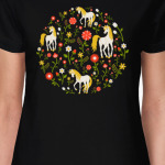 Цветочный узор с единорогами