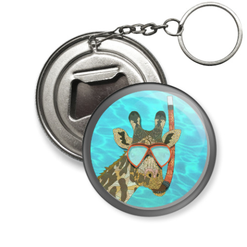 Брелок-открывашка с принтом Жираф в иллюминаторе