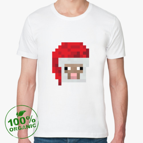 Футболка из органик-хлопка с принтом Знаменитая овечка из Minecraft