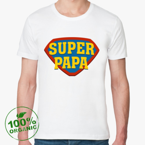 Футболка из органик-хлопка с принтом супер папа