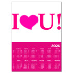 Календарь A2 2026, малиновый I love u