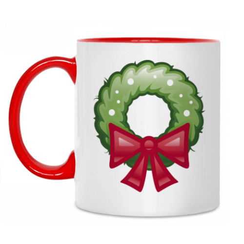 Кружка с принтом Новогодний веночек