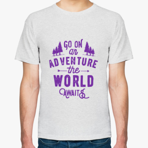 Футболка с принтом Go on an adventure! The world awaits!