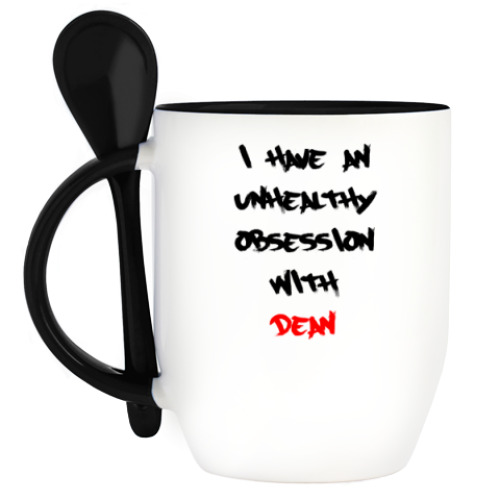 Кружка с ложкой с принтом Одержима Дином
