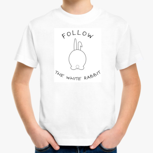 Детская футболка с принтом Следуй за белым кроликом