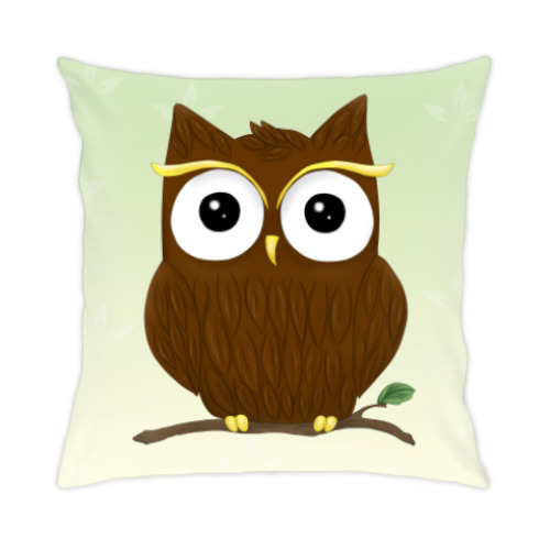 Подушка с принтом Любопытный совёнок
