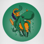 Морское чудовище осьминог обвивший якорь под водой