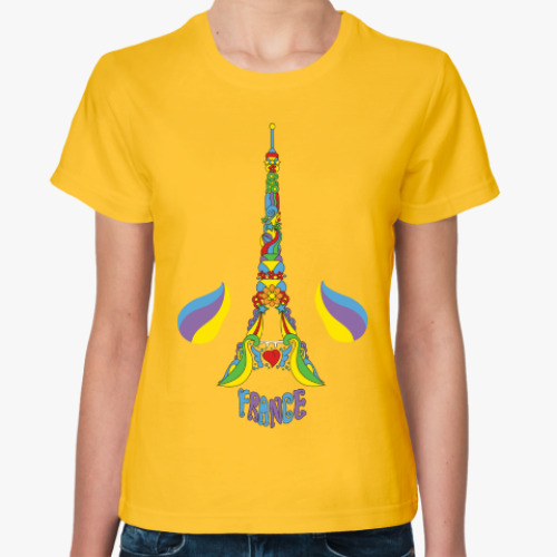 Женская футболка с принтом Эйфелева башня