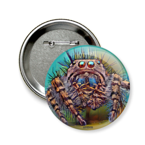 Значок 58мм с принтом Сердитый паук