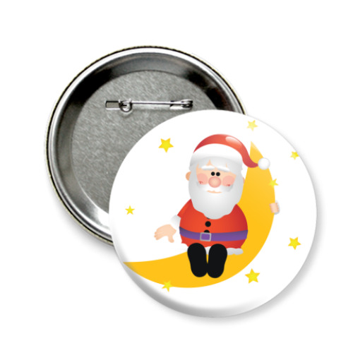 Значок 58мм с принтом Санта