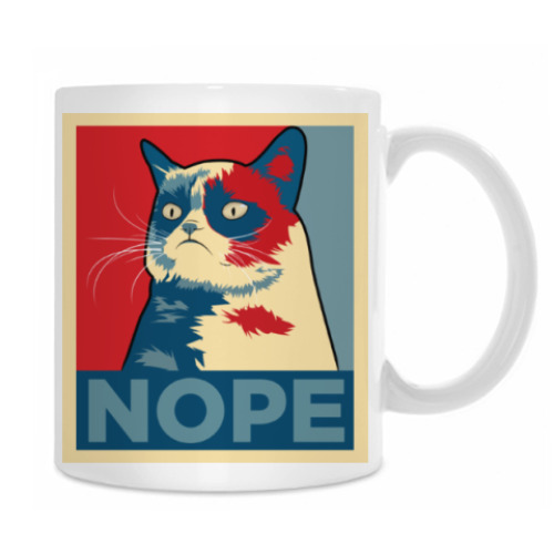 Кружка с принтом Grumpy cat - NOPE