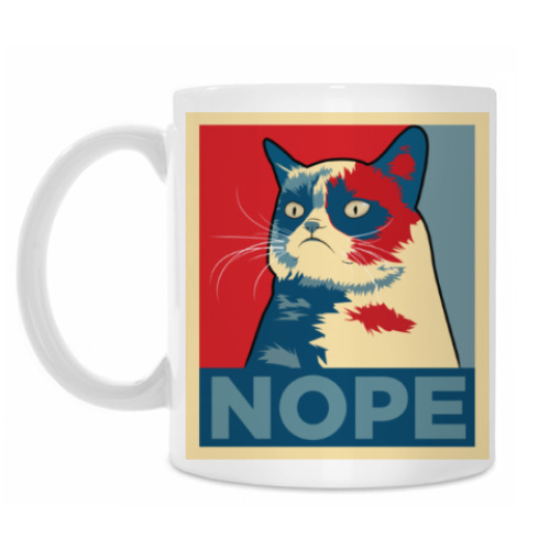 Кружка с принтом Grumpy cat - NOPE