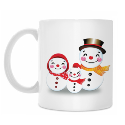 Кружка с принтом Семья Снеговиков