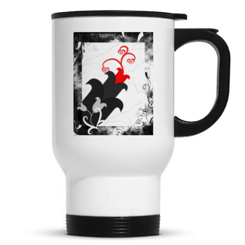 Кружка-термос с принтом Дизайнерский цветок