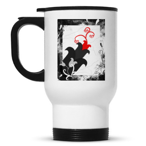 Кружка-термос с принтом Дизайнерский цветок