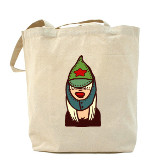 Сумка шоппер с принтом Девушка в буденовке