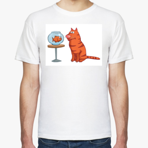 Футболка с принтом Кот и рыба