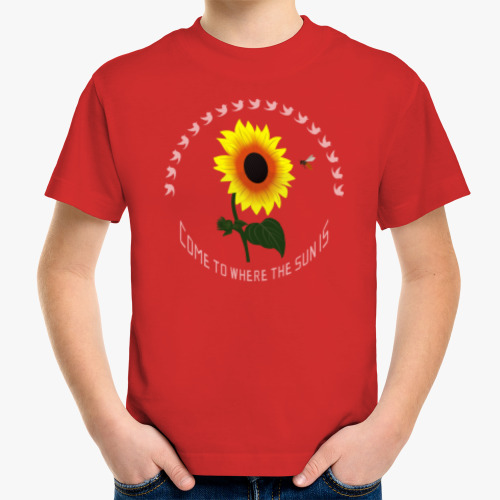 Детская футболка с принтом Подсолнух Подсолнечник Helianthus - Цветок солнца
