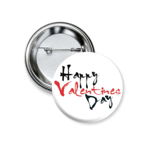 Значок 37мм с принтом Happy Valentines Day
