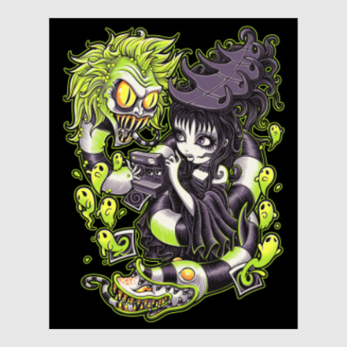 Постер с принтом Битлджус и Лидия Тим Бертон