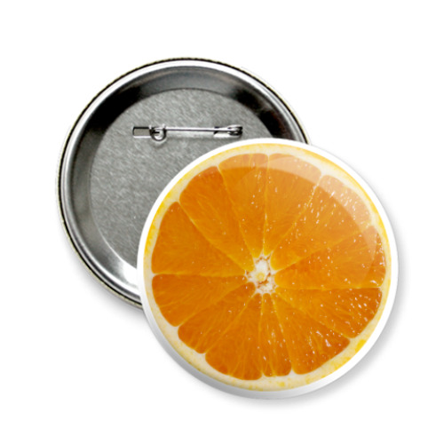 Значок 58мм с принтом Апельсин