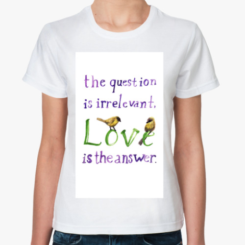 Классическая футболка с принтом Love