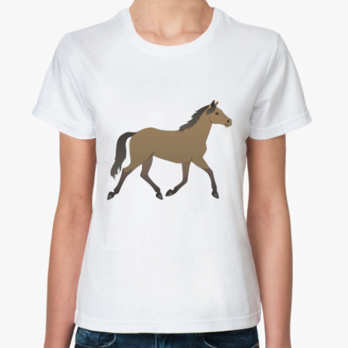 Классическая футболка с принтом Конь