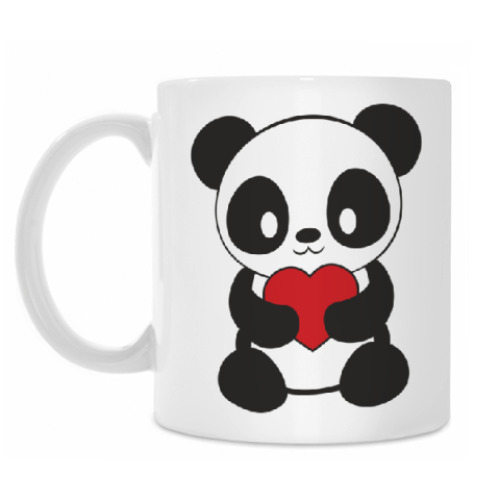 Кружка с принтом Пандочка с сердцем
