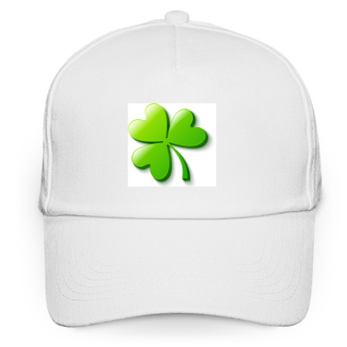Кепка бейсболка с принтом Зеленый объемный клевер