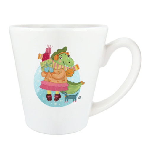 Чашка Латте с принтом Драконы мальчик и девочка