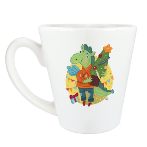 Чашка Латте с принтом Драконы мальчик и девочка