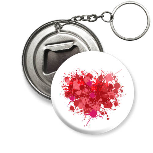 Брелок-открывашка с принтом Сердце из брызг краски
