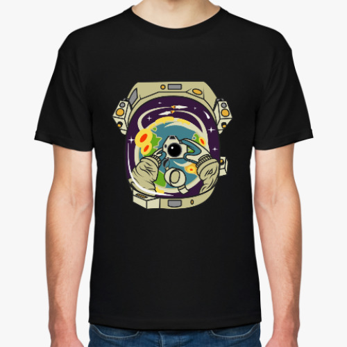 Футболка с принтом SPACESELFIE - Селфи космонавта