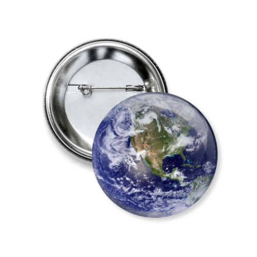 Значок 37мм с принтом Планета Земля