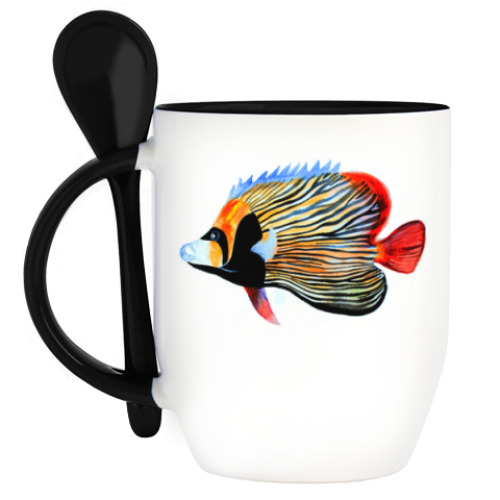 Кружка с ложкой с принтом рыбный день