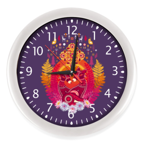 Настенные часы с принтом Kitsune Together Forever